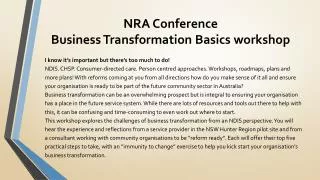 NRA Conference Business Transformation Basics workshop