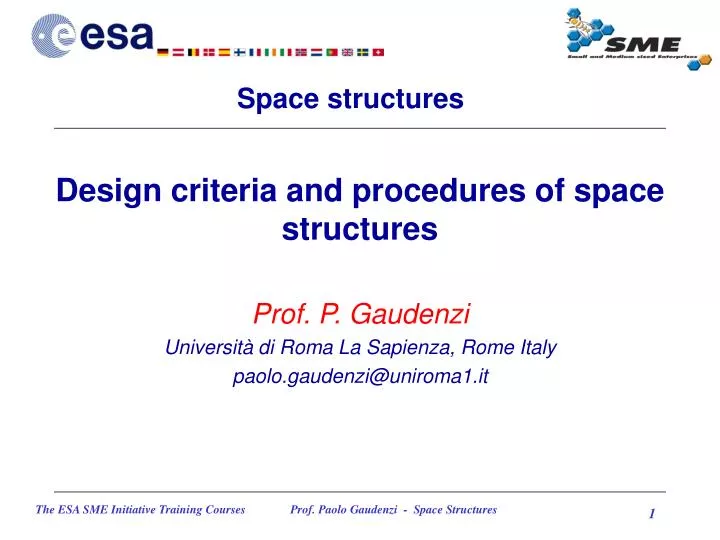 design criteria and procedures of space structures