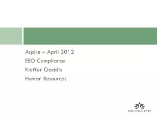 Aspire – April 2012 EEO Compliance Kieffer Gaddis Human Resources