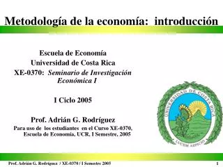 Metodología de la economía: introducción