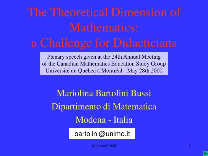 the theoretical dimension of mathematics a challenge for didacticians