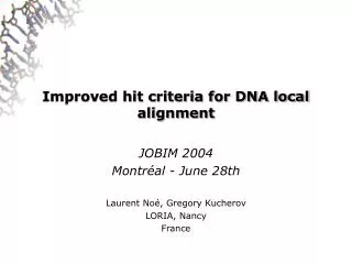 Improved hit criteria for DNA local alignment