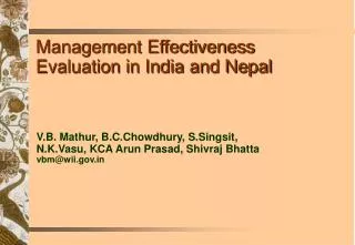 Management Effectiveness Evaluation in India and Nepal