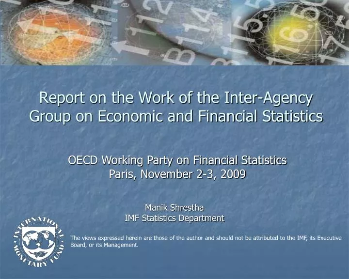 report on the work of the inter agency group on economic and financial statistics