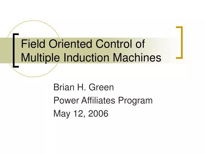 field oriented control of multiple induction machines