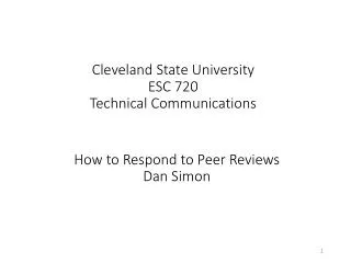 Cleveland State University ESC 720 Technical Communications