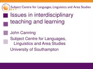 Issues in interdisciplinary teaching and learning