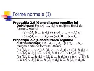 Forme normale (I)