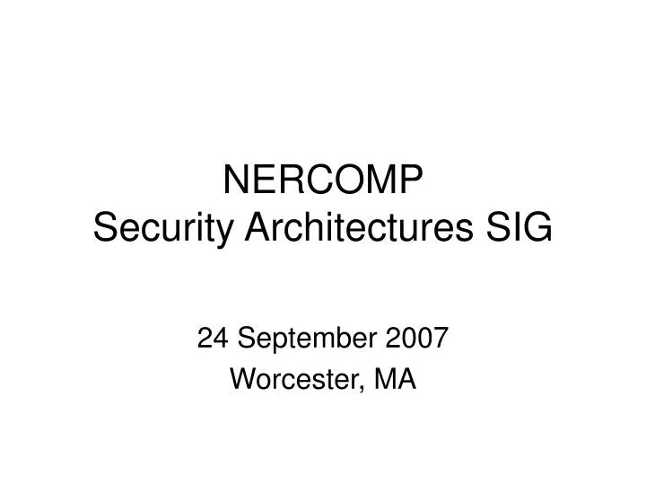 nercomp security architectures sig