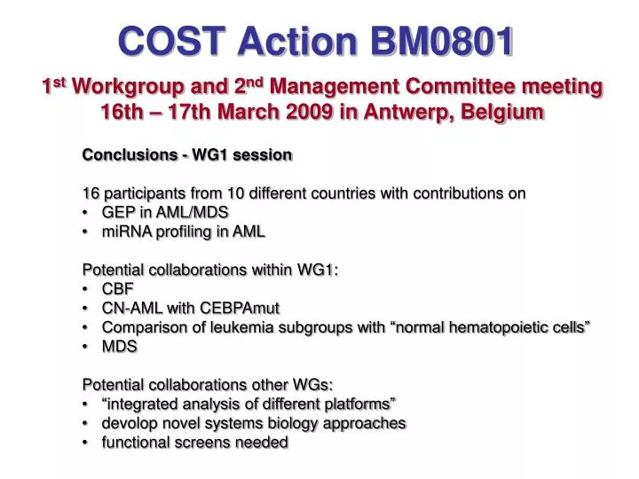 cost action bm0801