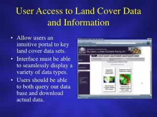 User Access to Land Cover Data and Information