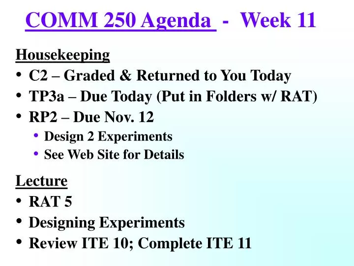 comm 250 agenda week 11