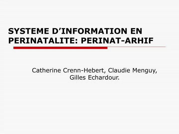 systeme d information en perinatalite perinat arhif