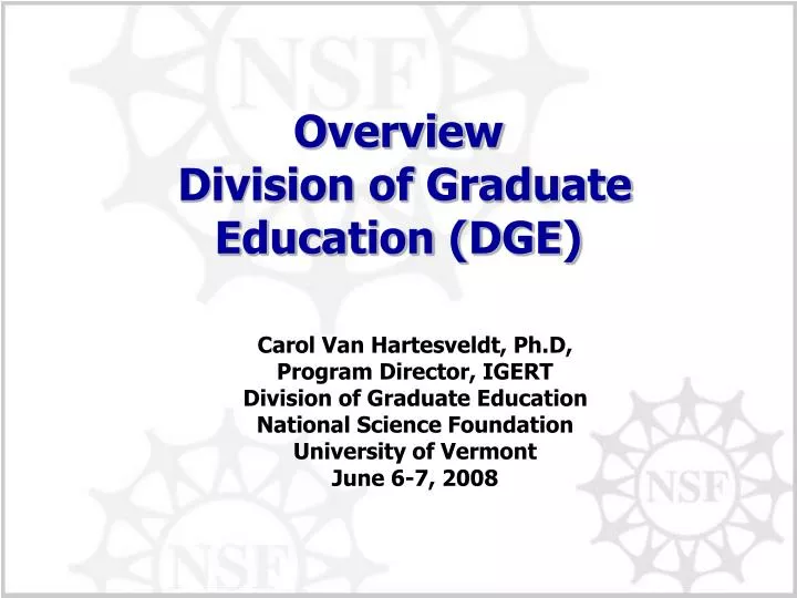 overview division of graduate education dge