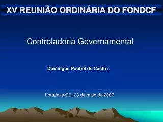 XV REUNIÃO ORDINÁRIA DO FONDCF