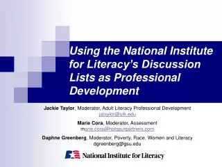 Using the National Institute for Literacy’s Discussion Lists as Professional Development