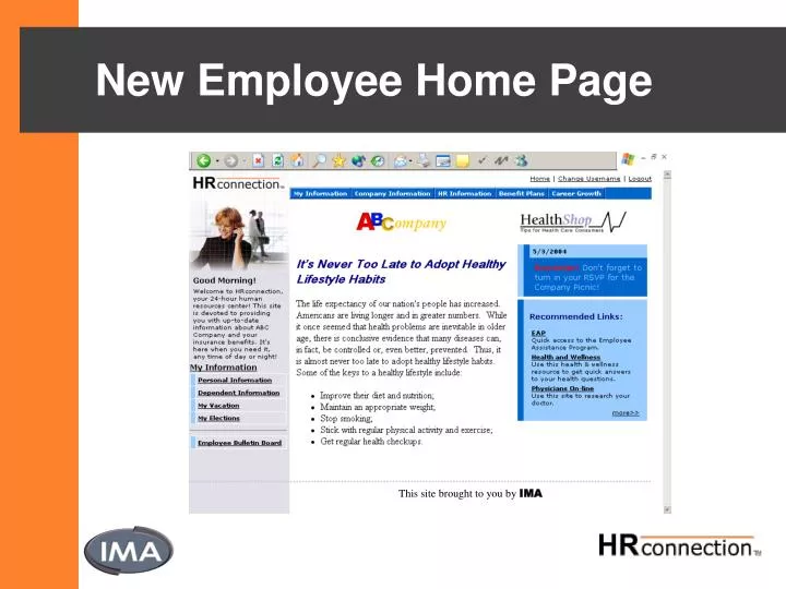 new employee home page