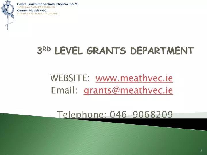 3 rd level grants department