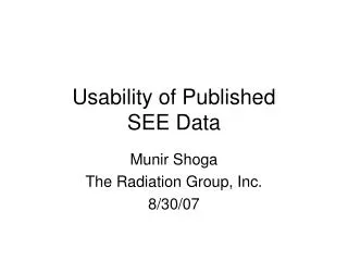 Usability of Published SEE Data