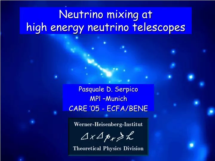 neutrino mixing at high energy neutrino telescopes