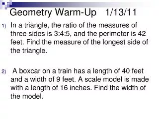 Geometry Warm-Up	1/13/11
