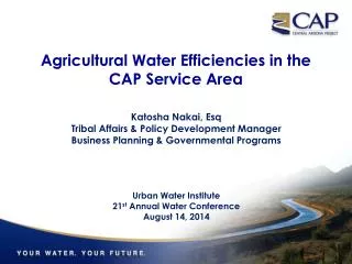 Agricultural Water Efficiencies in the CAP Service Area