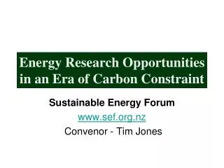 Energy Research Opportunities in an Era of Carbon Constraint