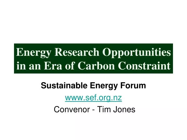energy research opportunities in an era of carbon constraint