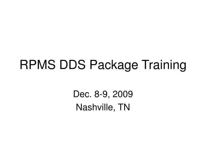 rpms dds package training