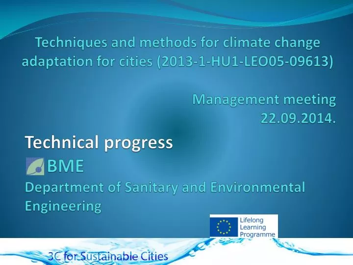 t echnical progress bme department of sanitary and environmental engineering