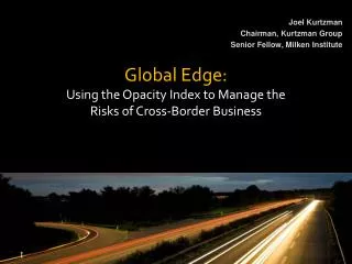 Global Edge: Using the Opacity Index to Manage the Risks of Cross-Border Business