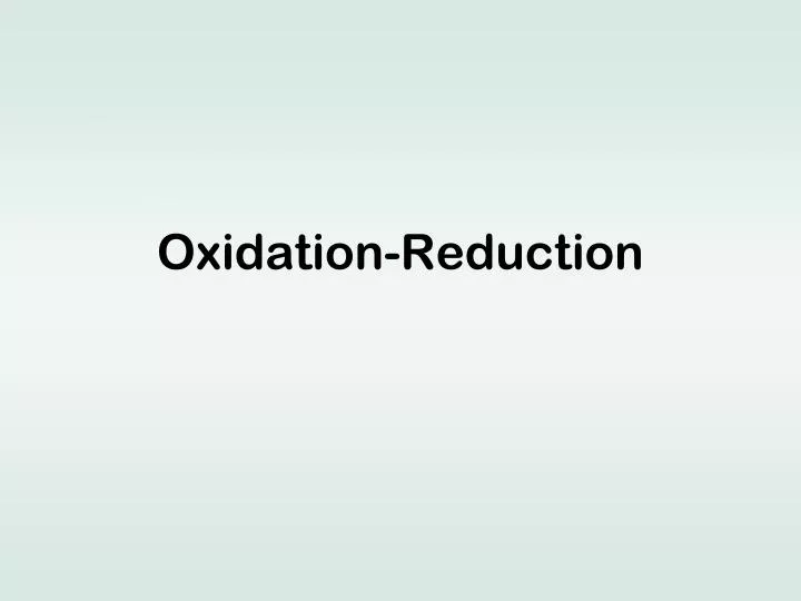 oxidation reduction