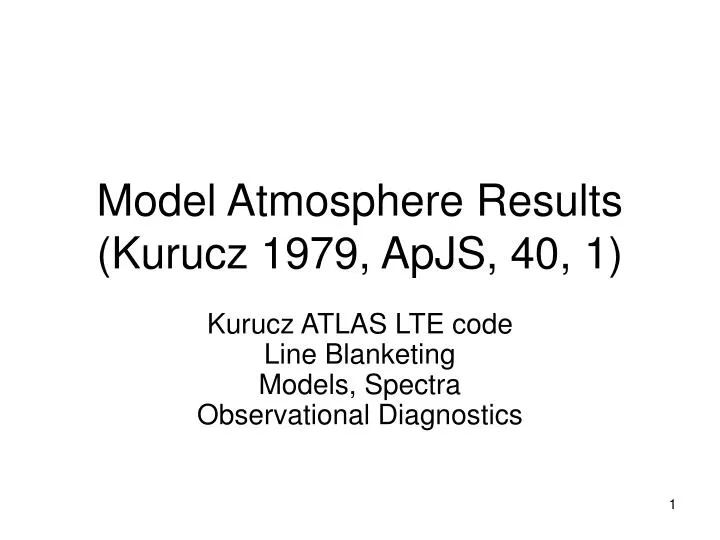 model atmosphere results kurucz 1979 apjs 40 1