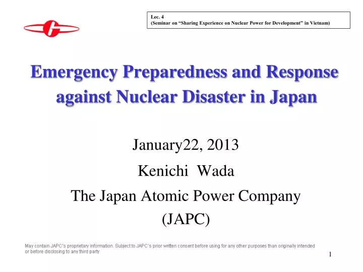 emergency preparedness and response against nuclear disaster in japan
