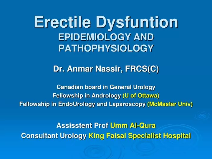 erectile dysfuntion epidemiology and pathophysiology