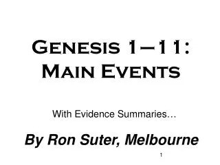 Genesis 1–11: Main Events