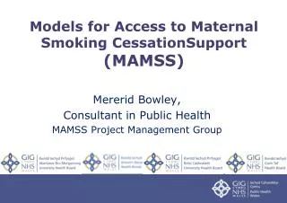 Models for Access to Maternal Smoking CessationSupport (MAMSS)