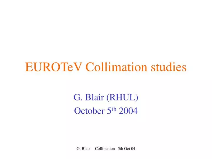 eurotev collimation studies