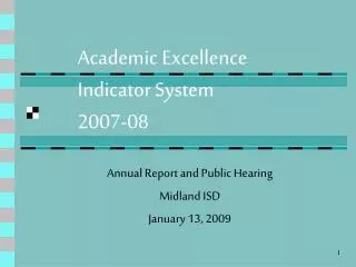 Academic Excellence Indicator System 2007-08