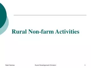 Rural Non-farm Activities