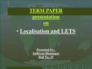 TERM PAPER presentation on