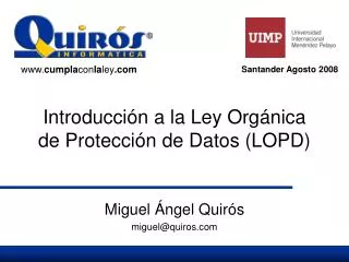 Introducción a la Ley Orgánica de Protección de Datos (LOPD)