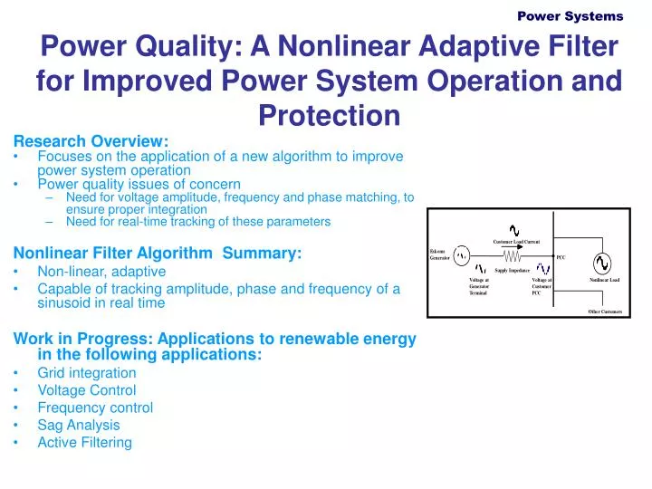 power quality a nonlinear adaptive filter for improved power system operation and protection