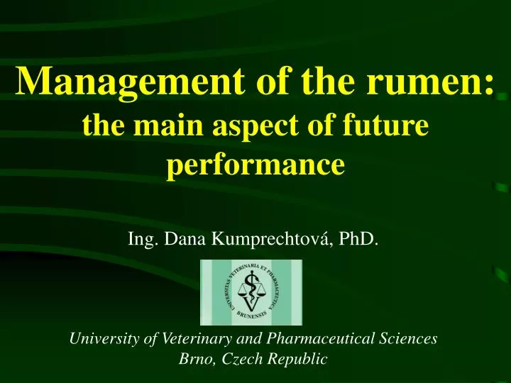 management of the rumen the main aspect of future performance