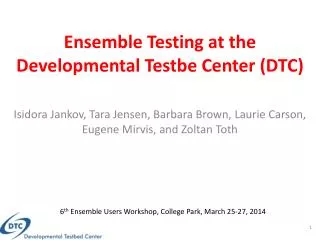 Ensemble Testing at the Developmental Testbe Center (DTC)