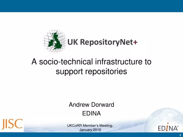 a socio technical infrastructure to support repositories andrew dorward edina