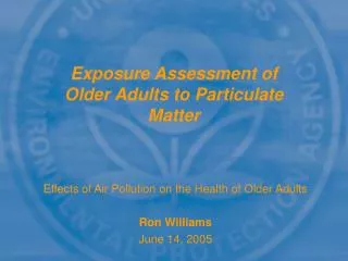 Exposure Assessment of Older Adults to Particulate Matter
