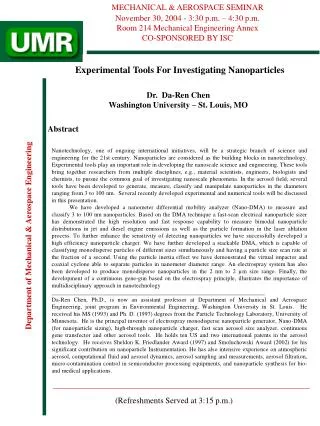 Experimental Tools For Investigating Nanoparticles