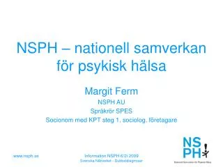 NSPH – nationell samverkan för psykisk hälsa