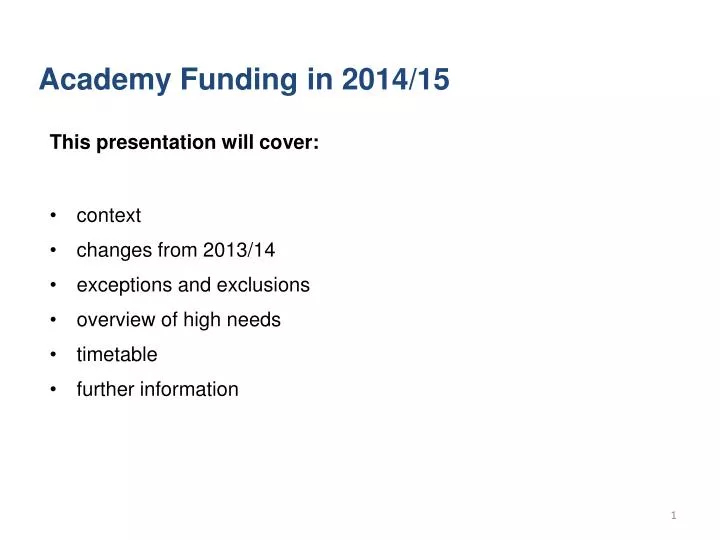 academy funding in 2014 15